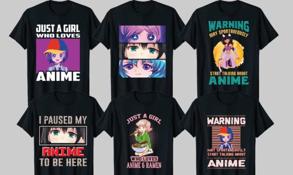 Anime Graphic T-shirt Design Bundle: Your Go-To for Bold, Expressive Apparel