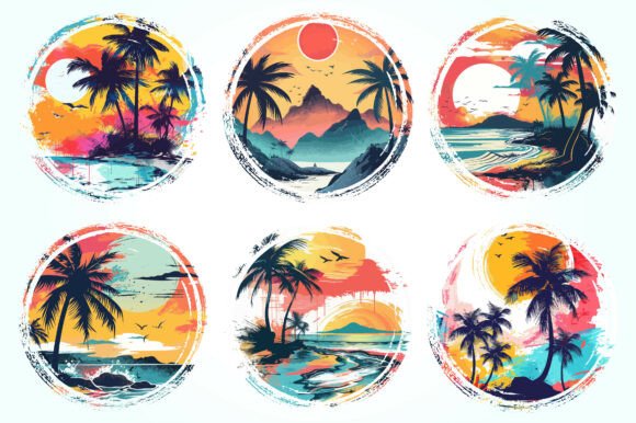 Capturing Golden Hour: The Sunset Painting Vector Graphic