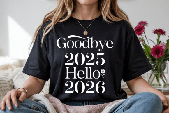 Celebrate the Turn: Goodbye 2025 Hello 2026 Graphic Tee PNG